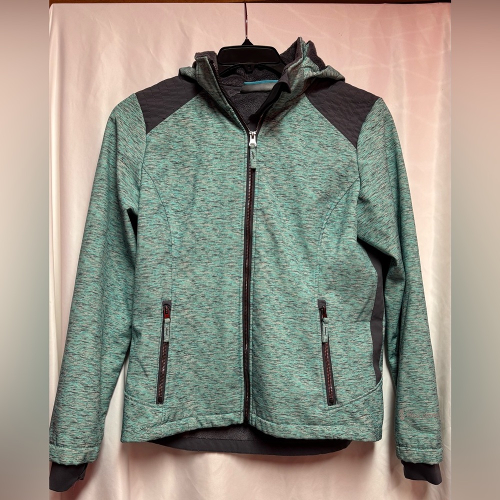 Free‎ Country Women’s Small Teal and Gray Zip-Up Jacket with hood